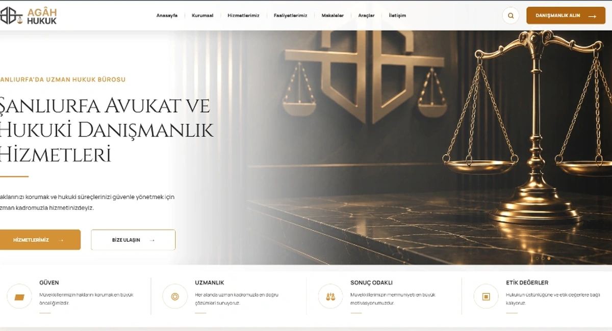 Agâh Hukuk Danışmanlık Canlı Web Sitesi Ekran Görüntüsü