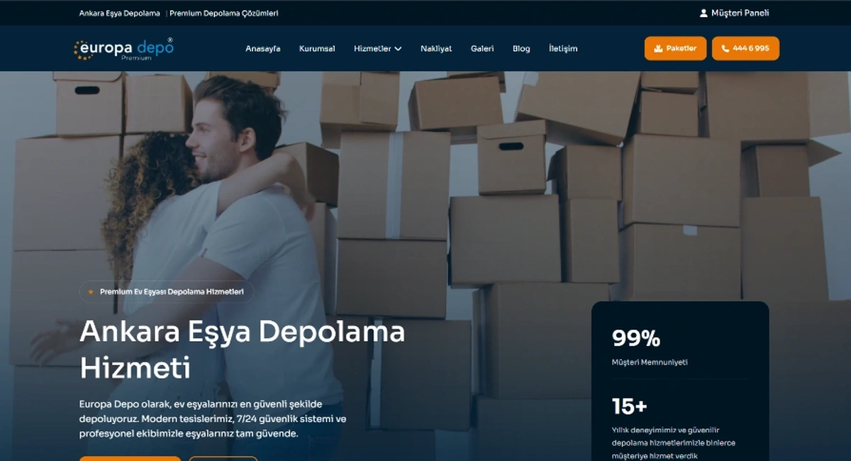 Europa Eşya Depolama Canlı Web Sitesi Ekran Görüntüsü