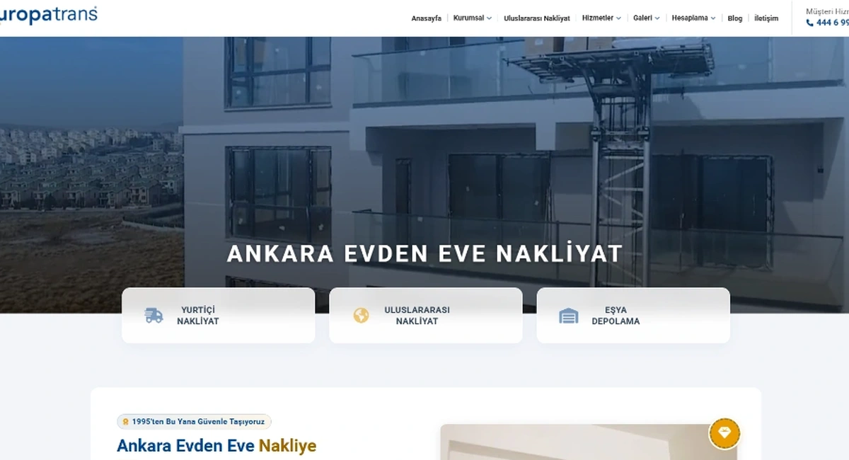Europatrans Nakliyat Canlı Web Sitesi Ekran Görüntüsü